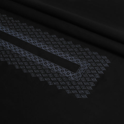 Men Embroidered Unstitch Kameez Shalwar-Black