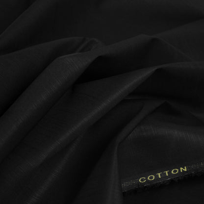 Black Textured Slub Fabric - 100% Pima Cotton - Unstitched