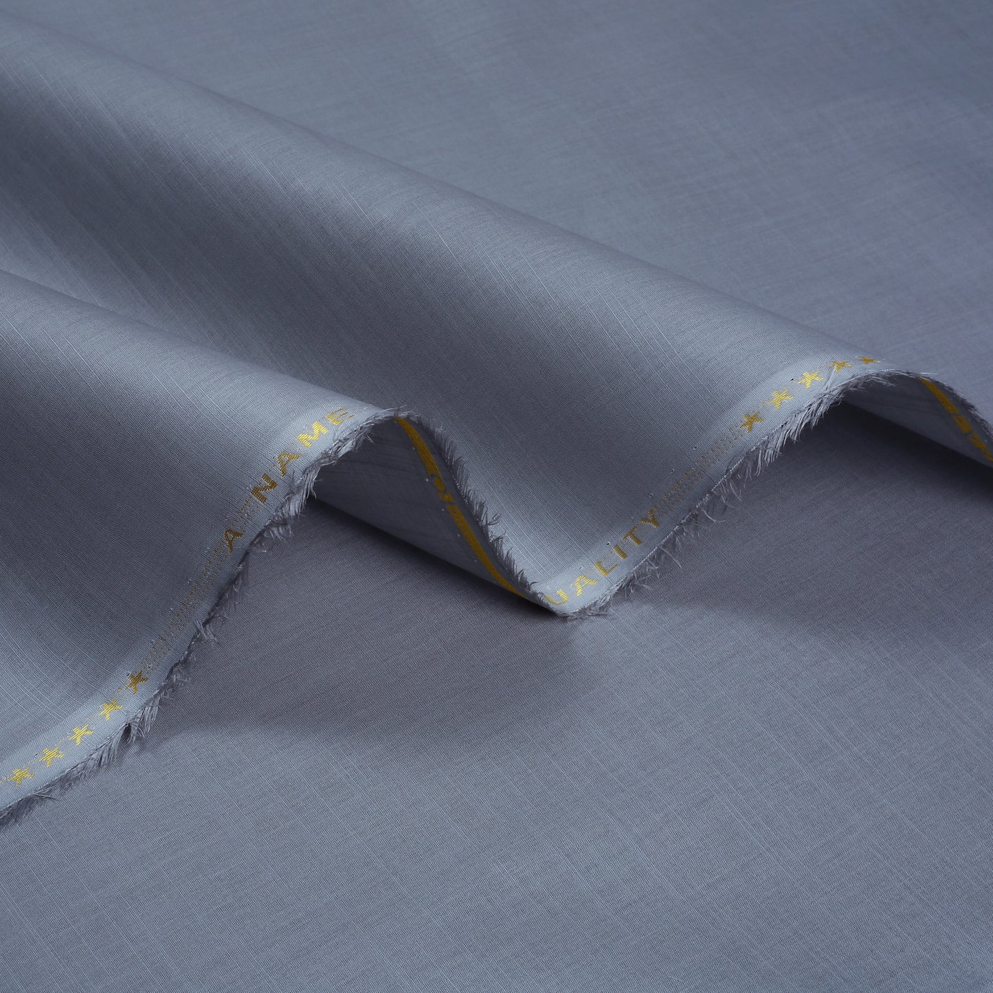 Metallic Grey Textured Slub Fabric - 100% Pima Cotton