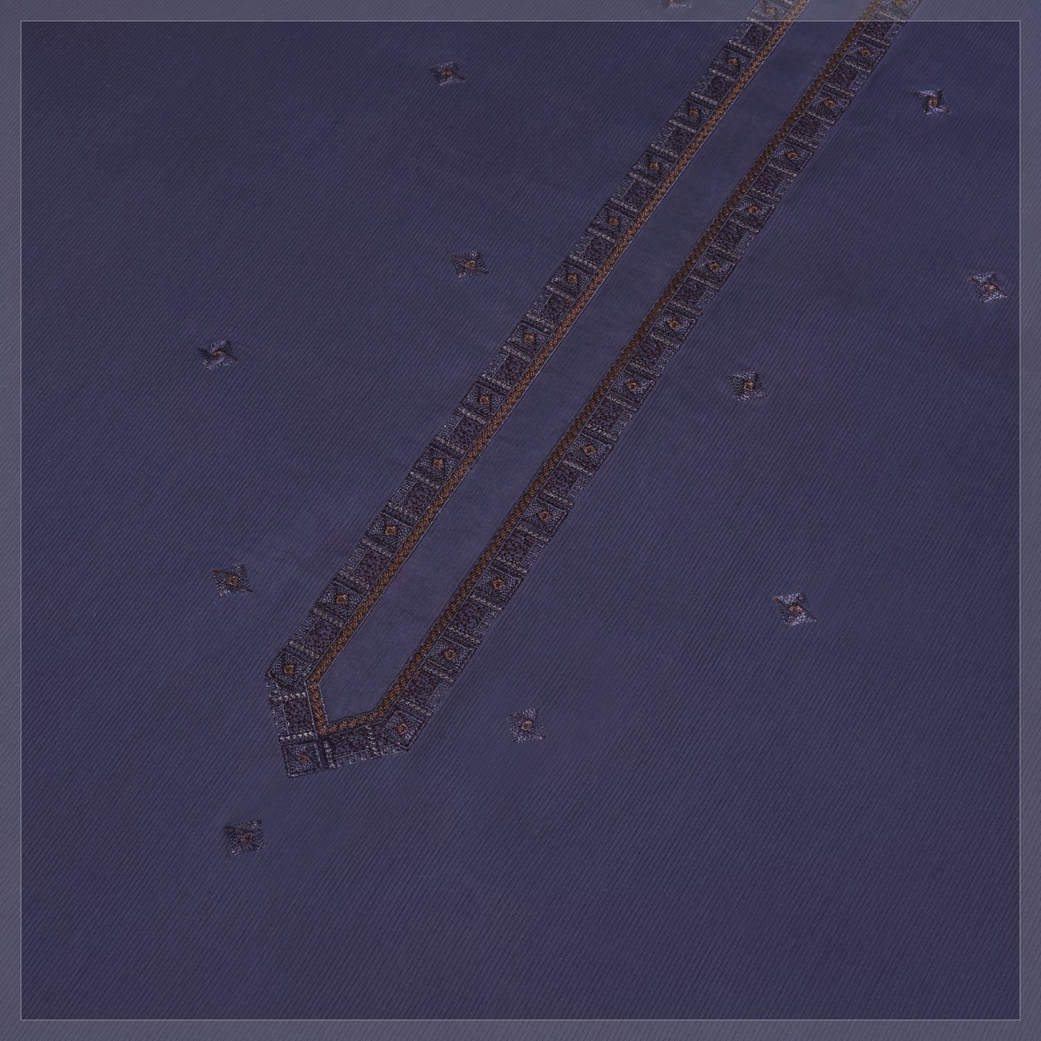 Men Unstitch 100% Textured Cotton Fabric Embroidered Kurta - Ultra Violet