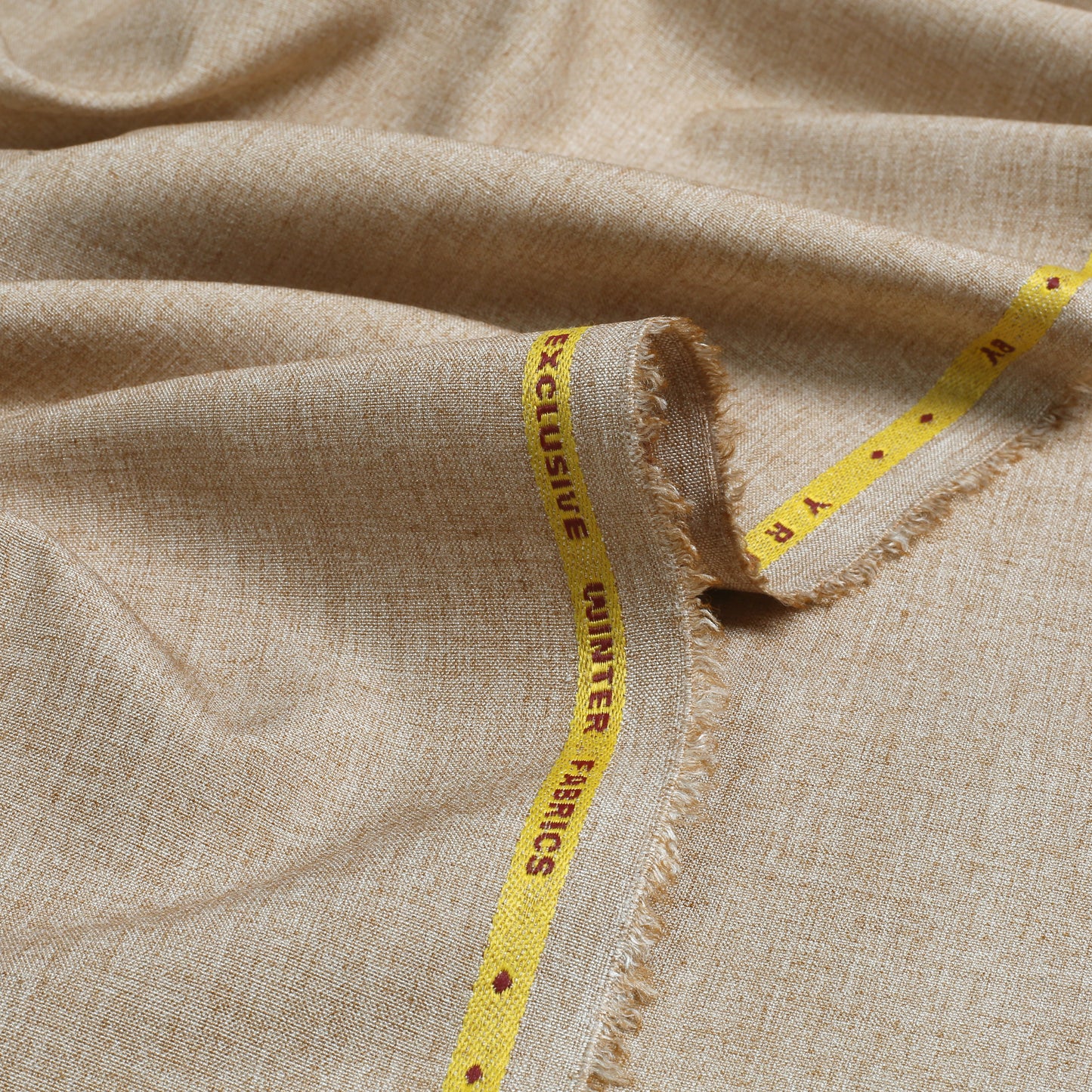 Men Unstitch Textured Poly Blend Kameez Shalwar - Beige