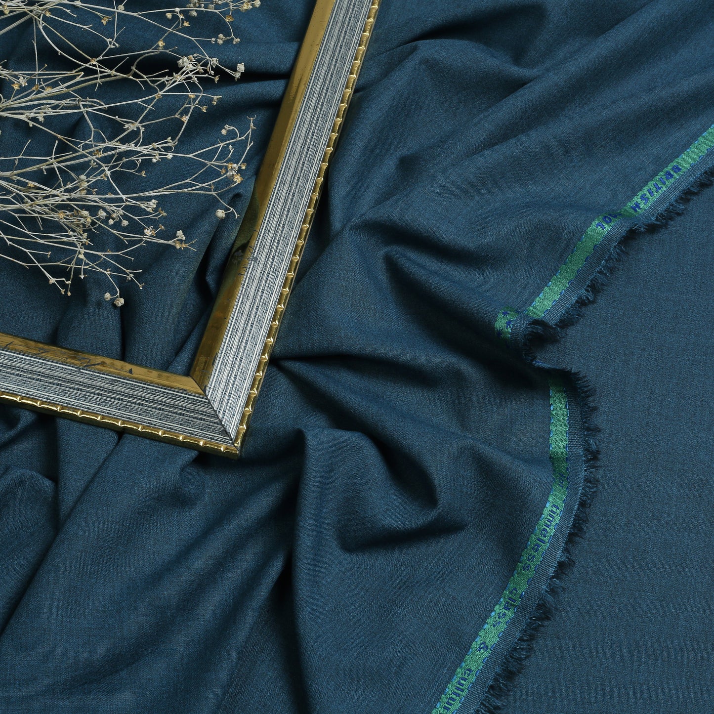 Men Unstitch Textured Poly Blend Kameez Shalwar - Prussian