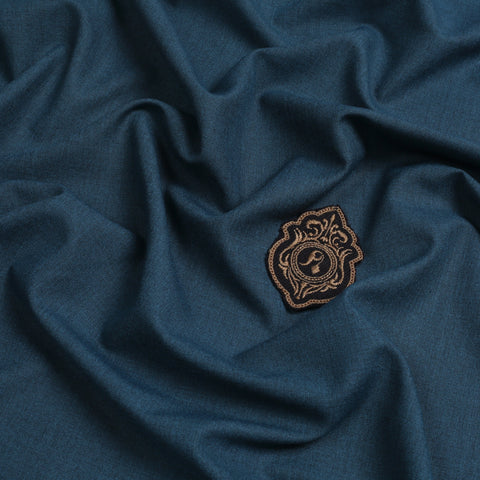 Men Unstitch Textured Poly Blend Kameez Shalwar - Prussian