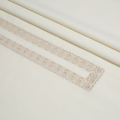 Men Unstitch Tarkashi Effect Embroidered Neckline - Cream