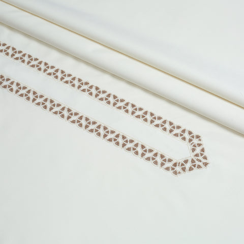 Men Unstitch Embroidered Neckline Kameez Shalwar Cream