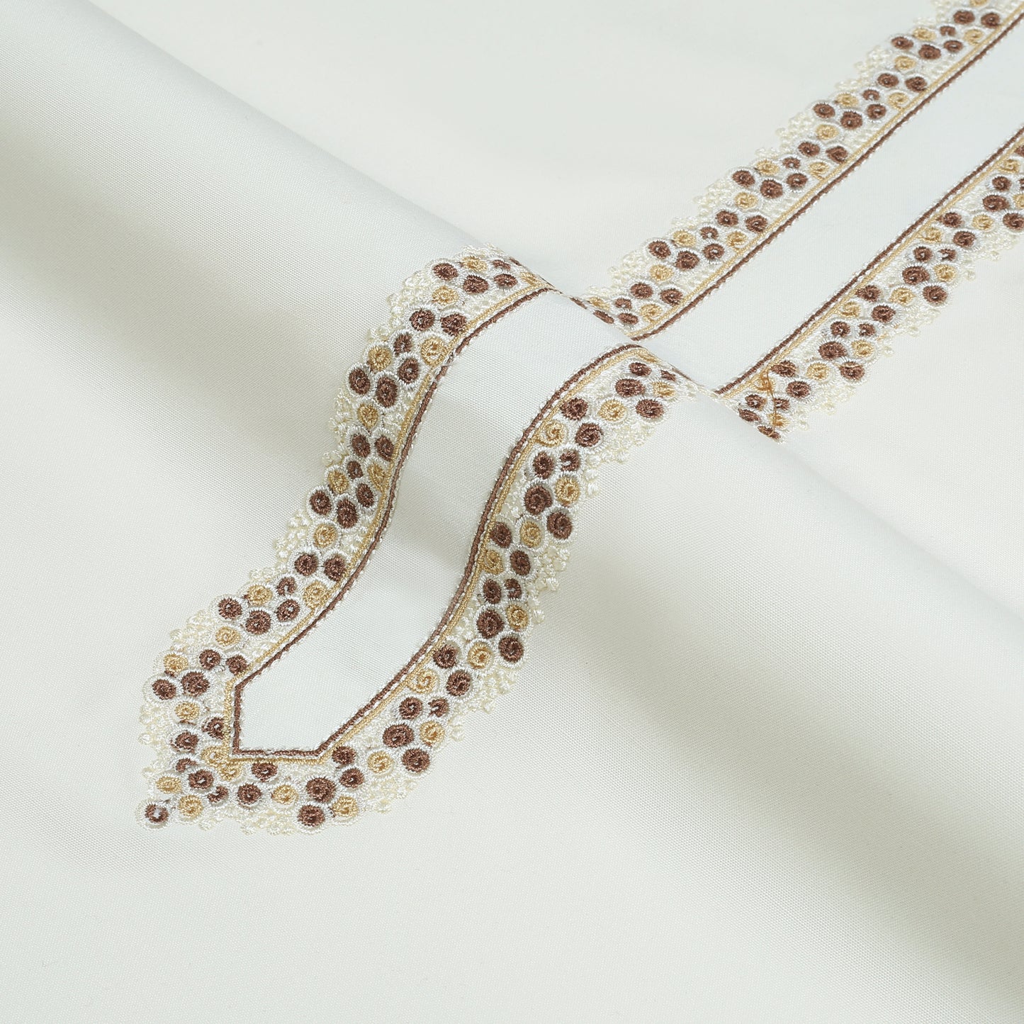 Men Unstitch Embroidered Neckline Kameez Shalwar Cream