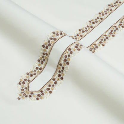 Men Unstitch Embroidered Neckline Kameez Shalwar Cream