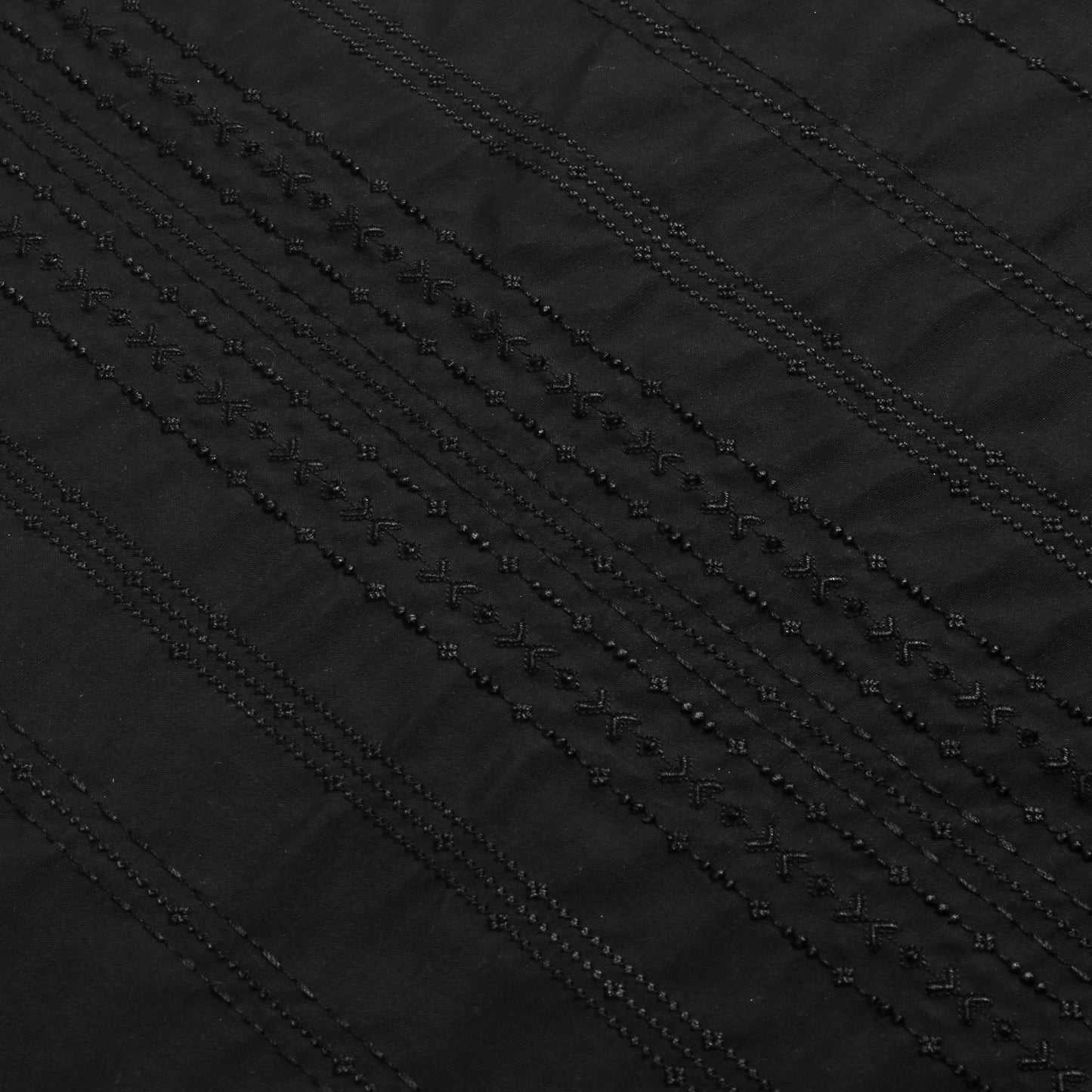 Men Unstitch Front Allover Embroidery With Bann/Placket Black
