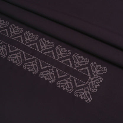 Men Unstitch Cross-Stitch Embroidered Neckline Kameez Shalwar - Rustic Red