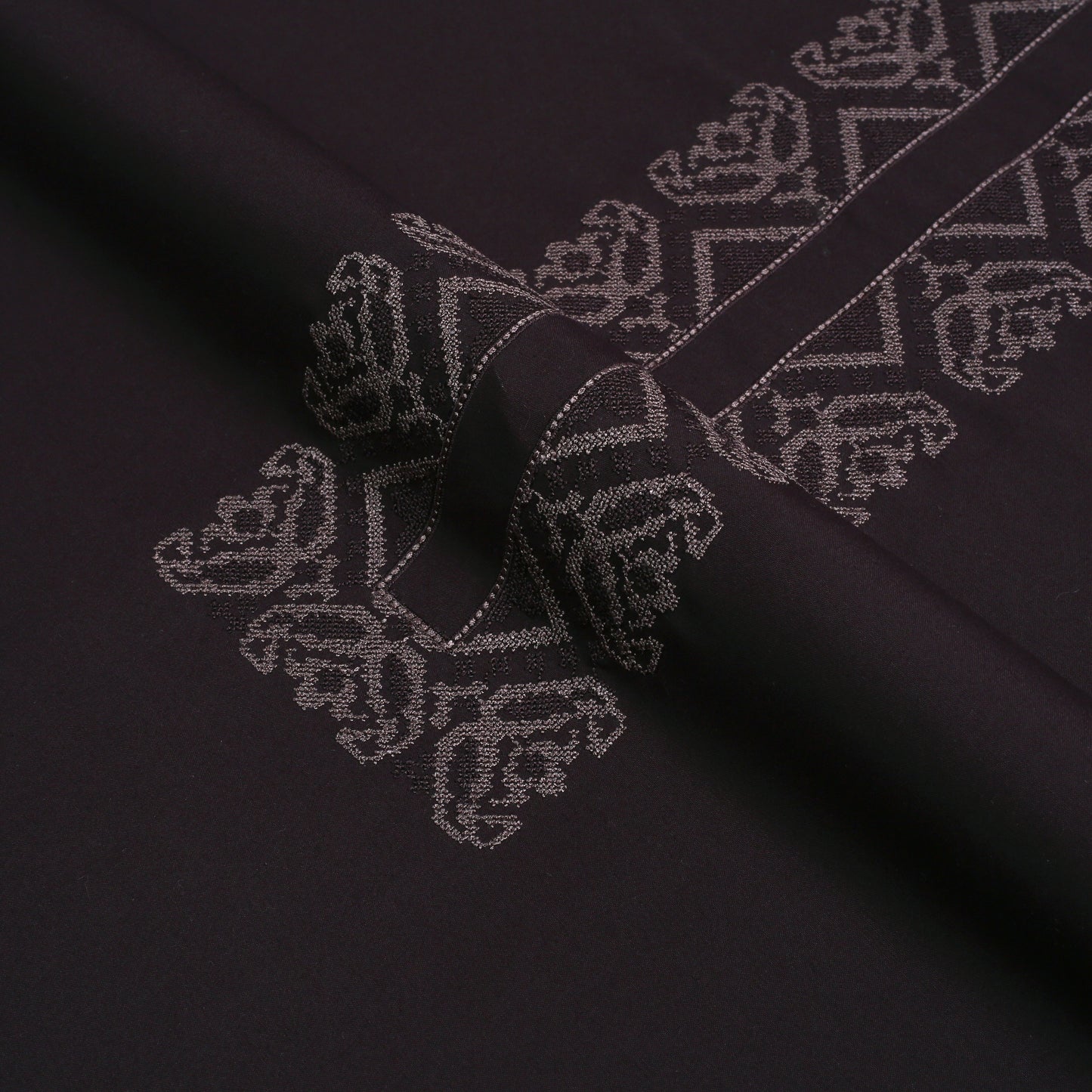 Men Unstitch Cross-Stitch Embroidered Neckline Kameez Shalwar - Rustic Red