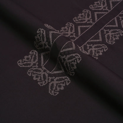 Men Unstitch Cross-Stitch Embroidered Neckline Kameez Shalwar - Rustic Red