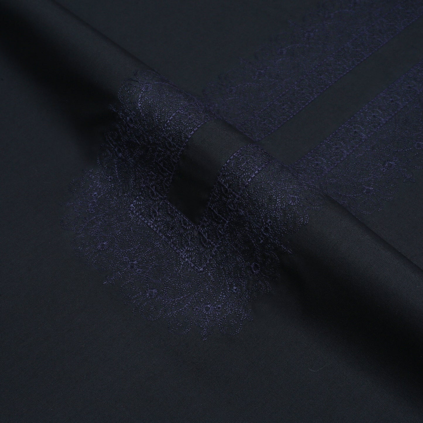 Cotton Embroidered Kameez Shalwar With Contrast Colors & Signature Pattern Design - Black