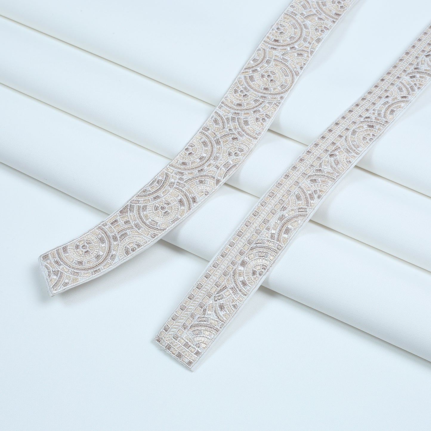 Men Unstitch Multi-Colored Embroidered Bann & Placket Kameez Shalwar With Signature Pattern Embroidery Design - Off-White