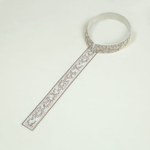 Men Unstitch Multi-Colored Scale Effect Embroidered Bann/Placket With Neckline Kameez Shalwar With Signature Pattern Embroidery Design - Cream