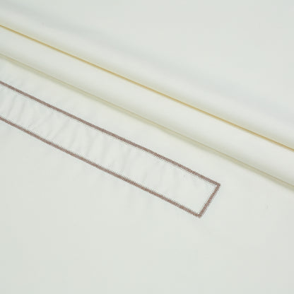 Men Unstitch Multi-Colored Scale Effect Embroidered Bann/Placket With Neckline Kameez Shalwar With Signature Pattern Embroidery Design - Cream