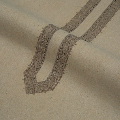 Men Unstitch Embroidered Khaddar Cutwork Neckline - Fawn