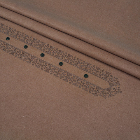 Men Unstitch Embroidered Khaddar Kameez Shalwar - Melon