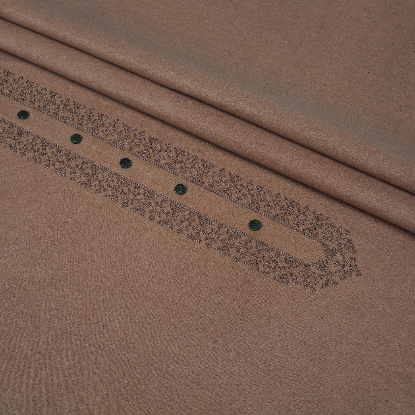 Men Unstitch Embroidered Khaddar Kameez Shalwar - Melon