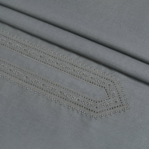 Men Unstitch Embroidered Khaddar Cutwork - Grey