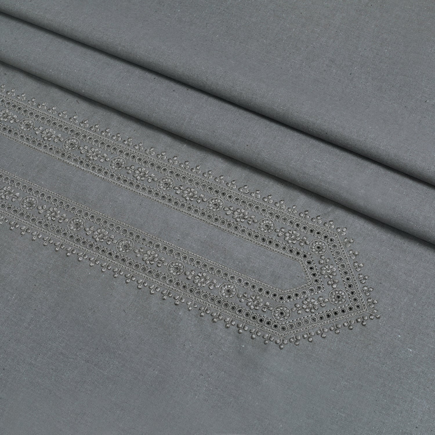 Men Gray Unstitched Embroidered Fabric