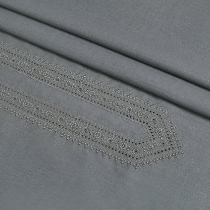Men Gray Unstitched Embroidered Fabric