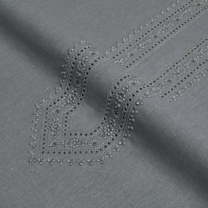 Gray Unstitched Embroidered Fabric for Men
