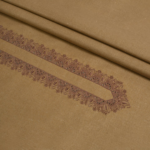 Men Unstitch Embroidered Khaddar Cutwork - Wheat-Orange
