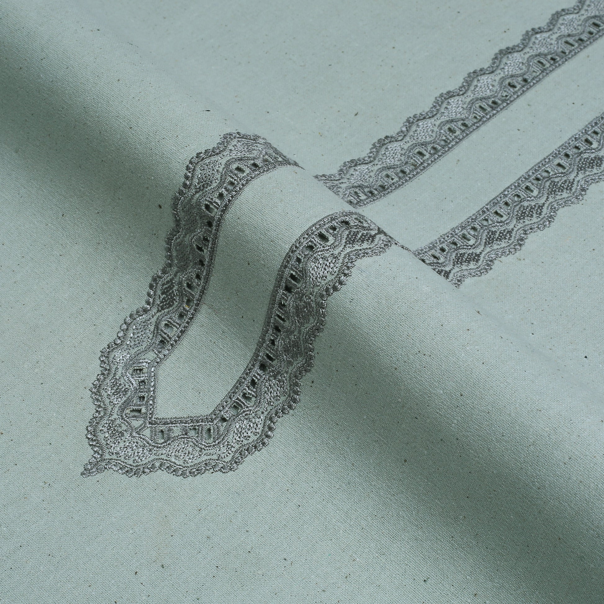 Men Gray Unstitched Embroidered Fabric