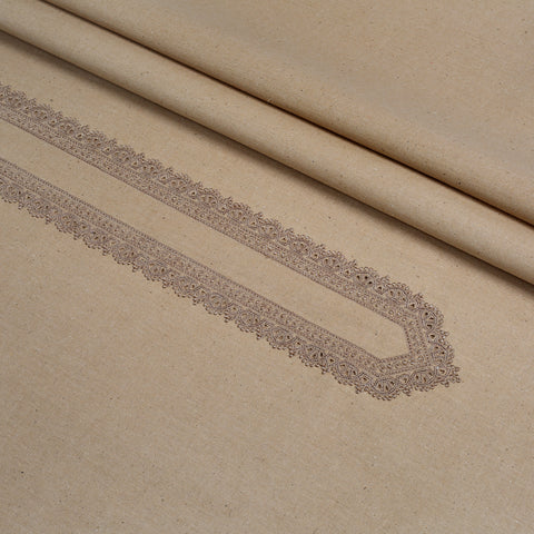 Men Unstitch Embroidered Khaddar Cutwork - Fawn