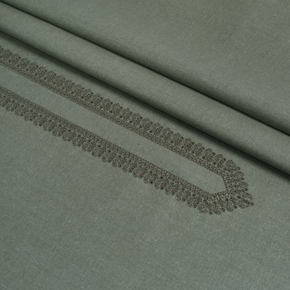 Gray Fabric Embroidered Neck 