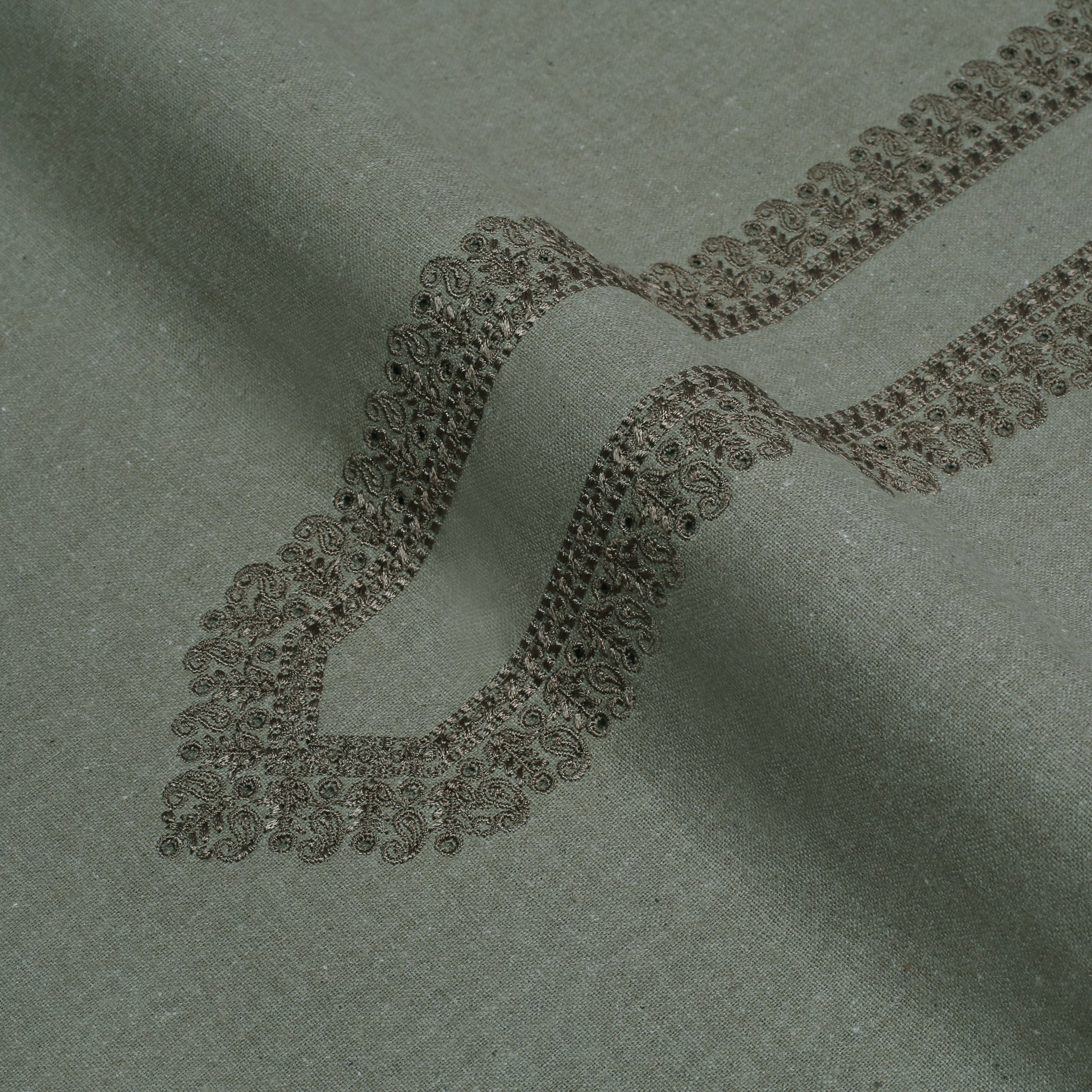 Men Gray Unstitched Embroidered Fabric