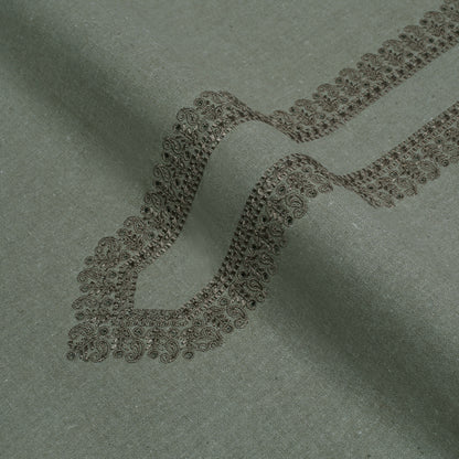 Men Gray Unstitched Embroidered Fabric