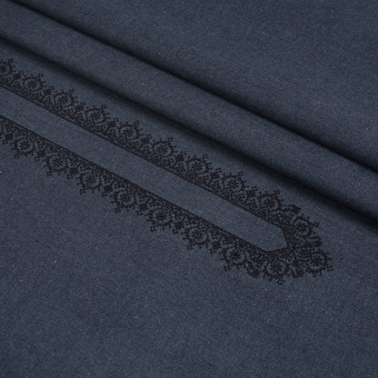 Men Unstitch Embroidered Khaddar Cutwork - Charcoal