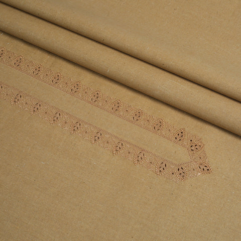 Men Unstitch Embroidered Khaddar Cutwork - Bronze