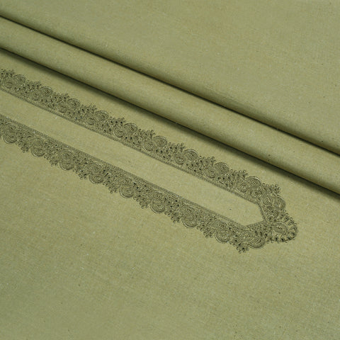 Men Unstitch Embroidered Khaddar Cutwork - Sage