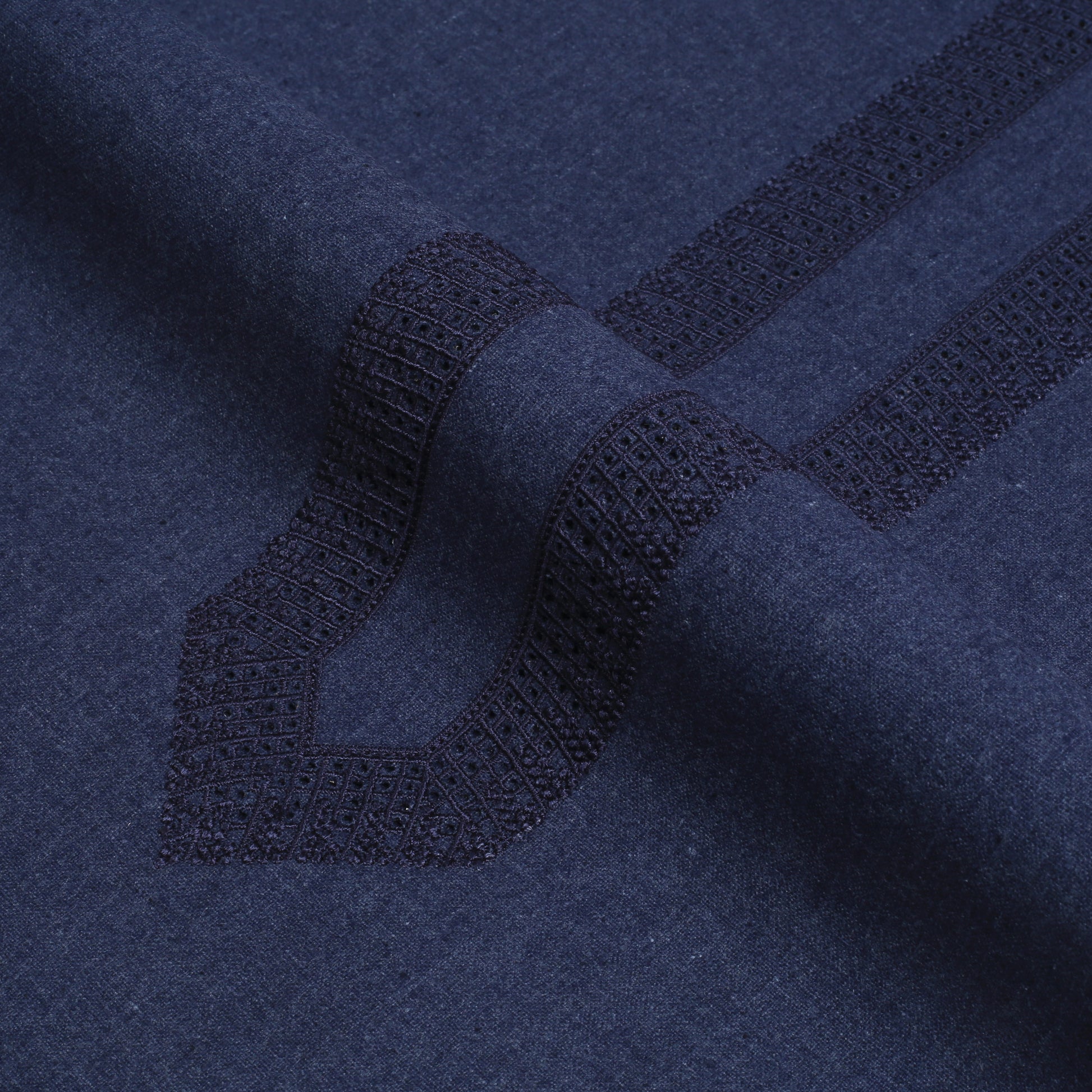 Denim Unstitch Embroidered Khaddar Cutwork  