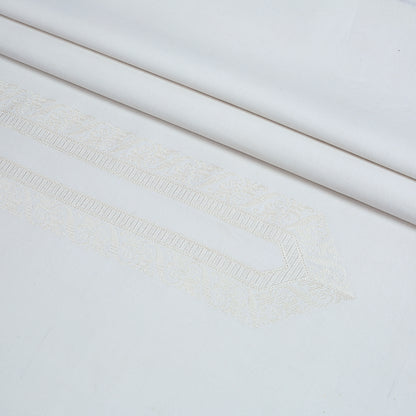 Men Unstitched Embroidered Cotton Karandi - Off White