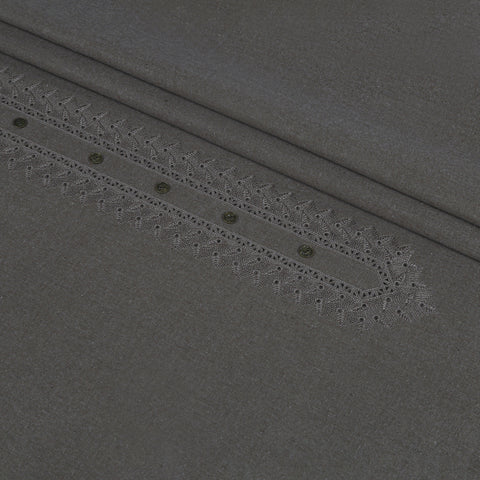 Men Unstitch Embroidered Khaddar Cutwork Davy-Grey
