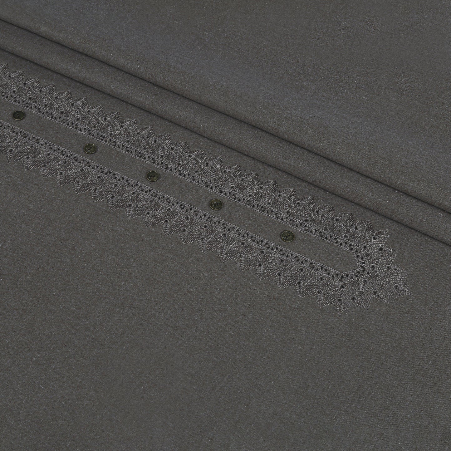 Men Unstitch Embroidered Khaddar Cutwork Davy-Grey