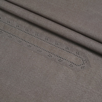 Men Unstitch Embroidered Khaddar Cutwork Neckline - Mud