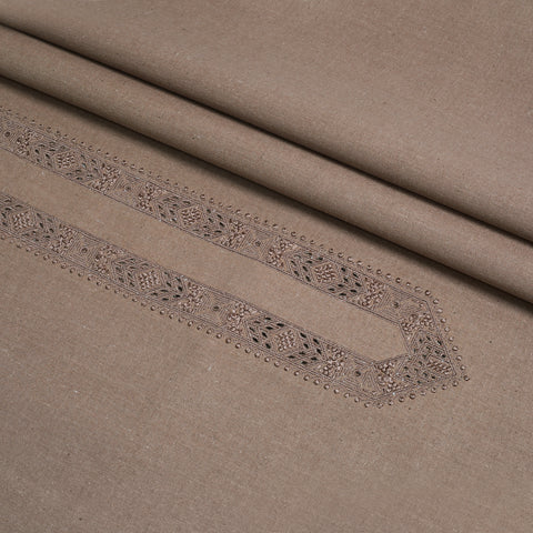 Men Unstitch Embroidered Khaddar Cutwork - Tan