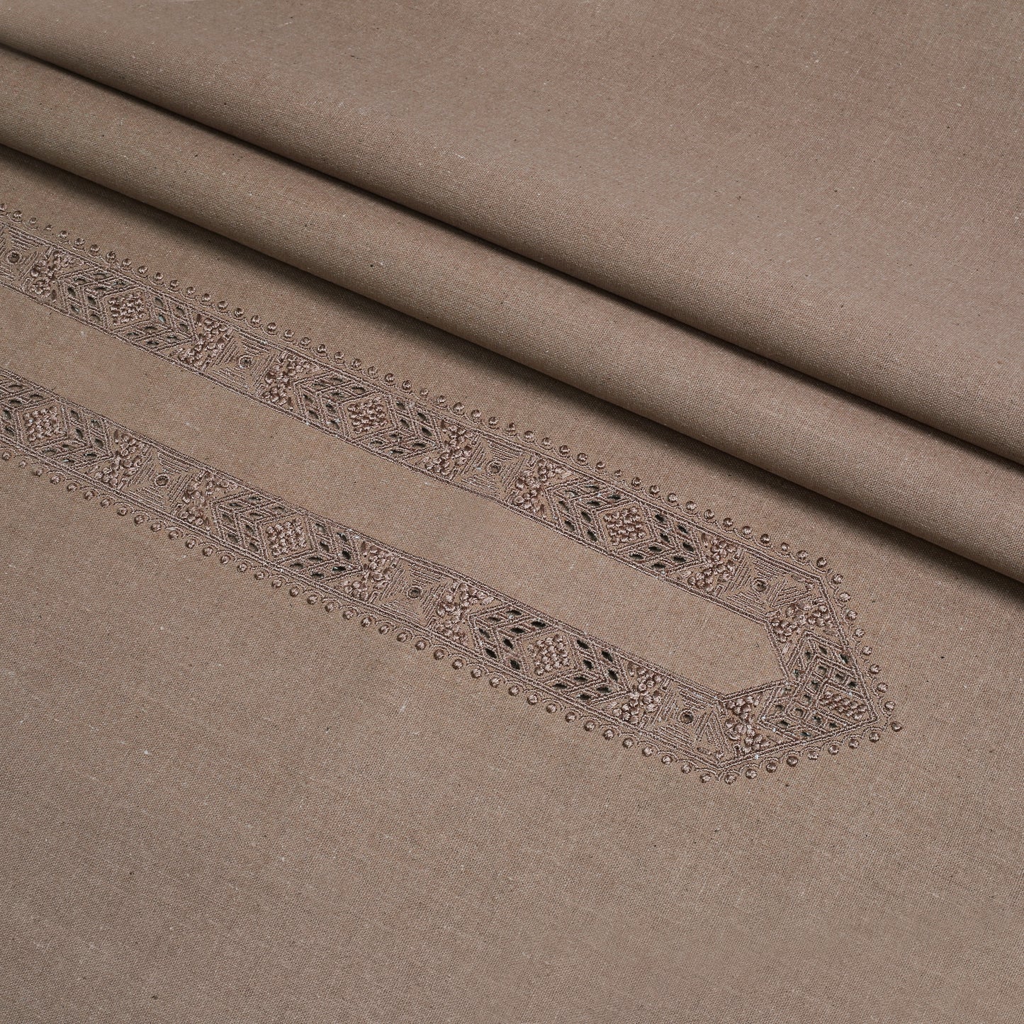 Men Unstitch Embroidered Khaddar Cutwork - Tan