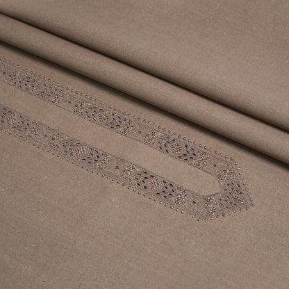 Men Unstitch Embroidered Khaddar Cutwork - Tan