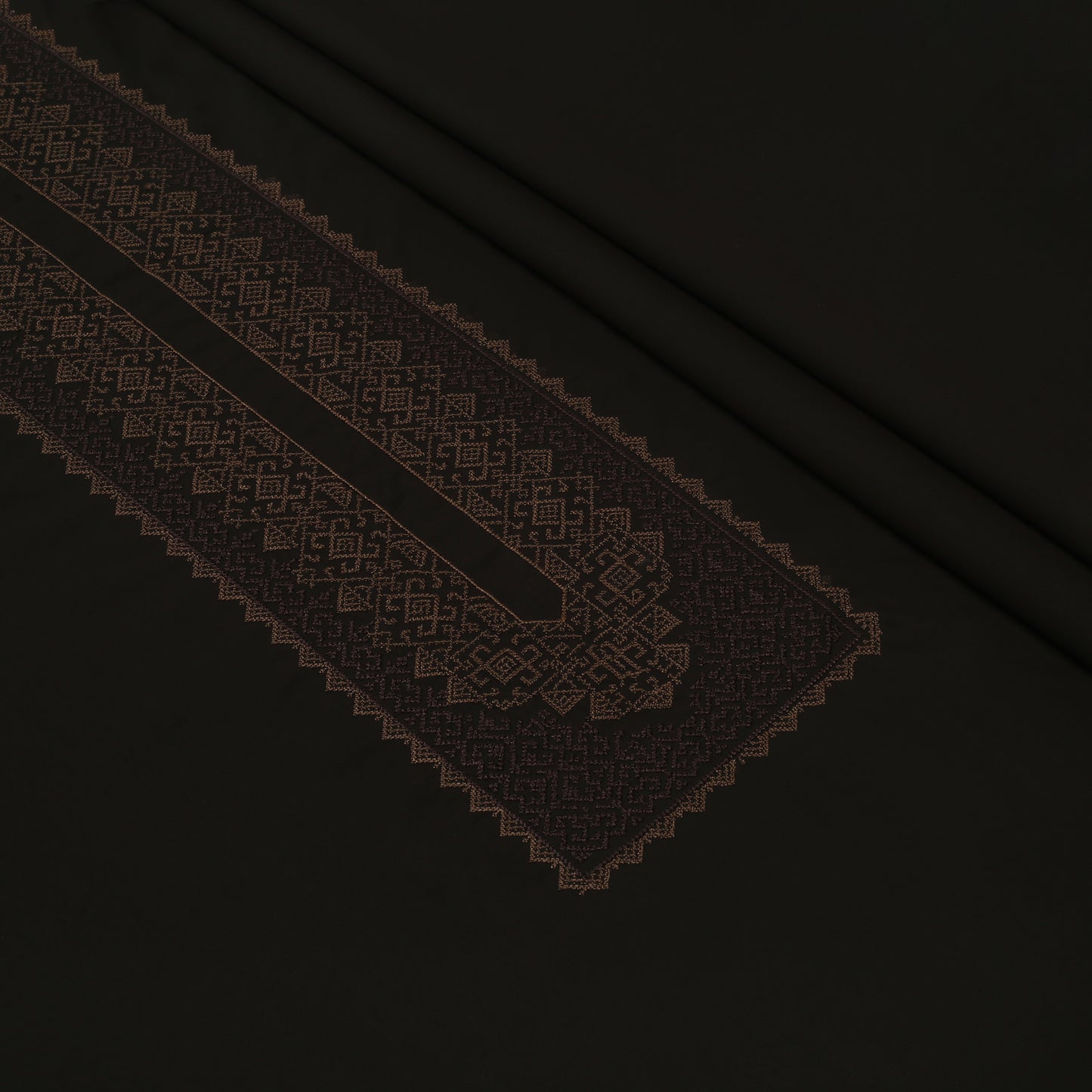 Men Unstitch Embroidered Neckline Kameez Shalwar Chocolate