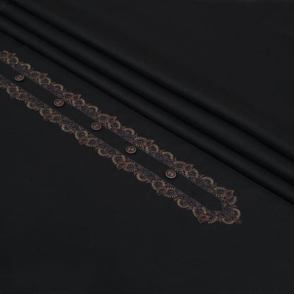 Men Neckline Embroidered Kameez Shalwar Suit Black