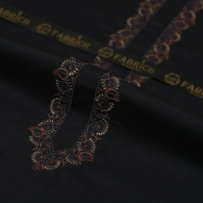Men Neckline Embroidered Kameez Shalwar Suit Black