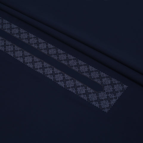 Men Unstitch Cross Stitch Embroidered Neckline Kameez Shalwar - Navy