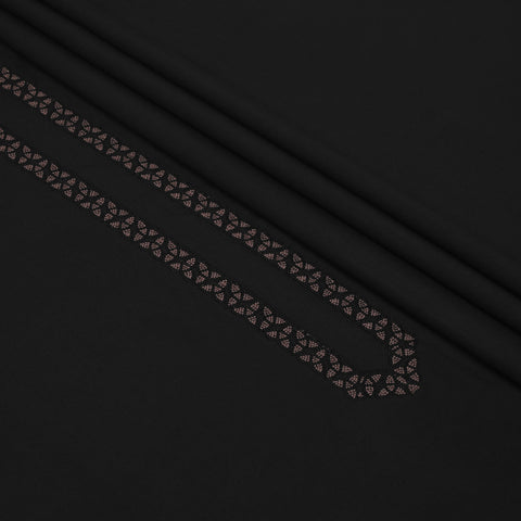 Men Unstitch Fancy Stitched-Embroidered Neckline Kameez Shalwar - Black