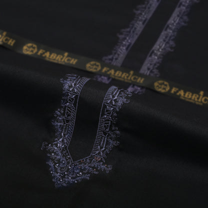 Men Neckline Embroidered Kameez Shalwar Suit Black
