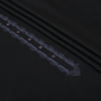 Men Neckline Embroidered Kameez Shalwar Suit Black